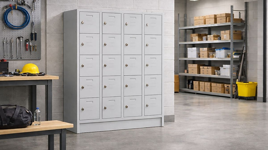 Lockers in werkplaatsomgeving