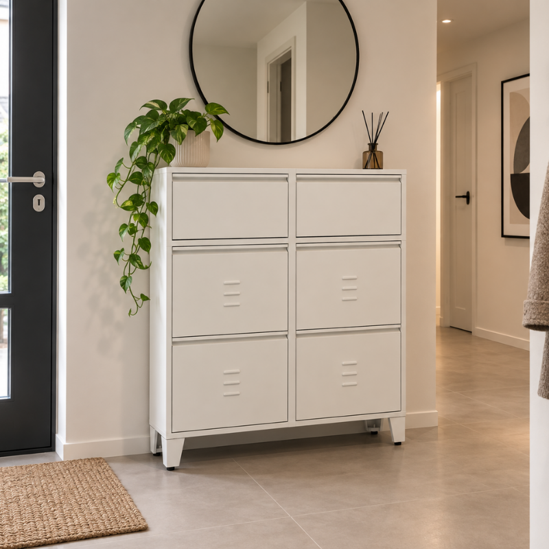Witte Boaz schoenenkast in de hal