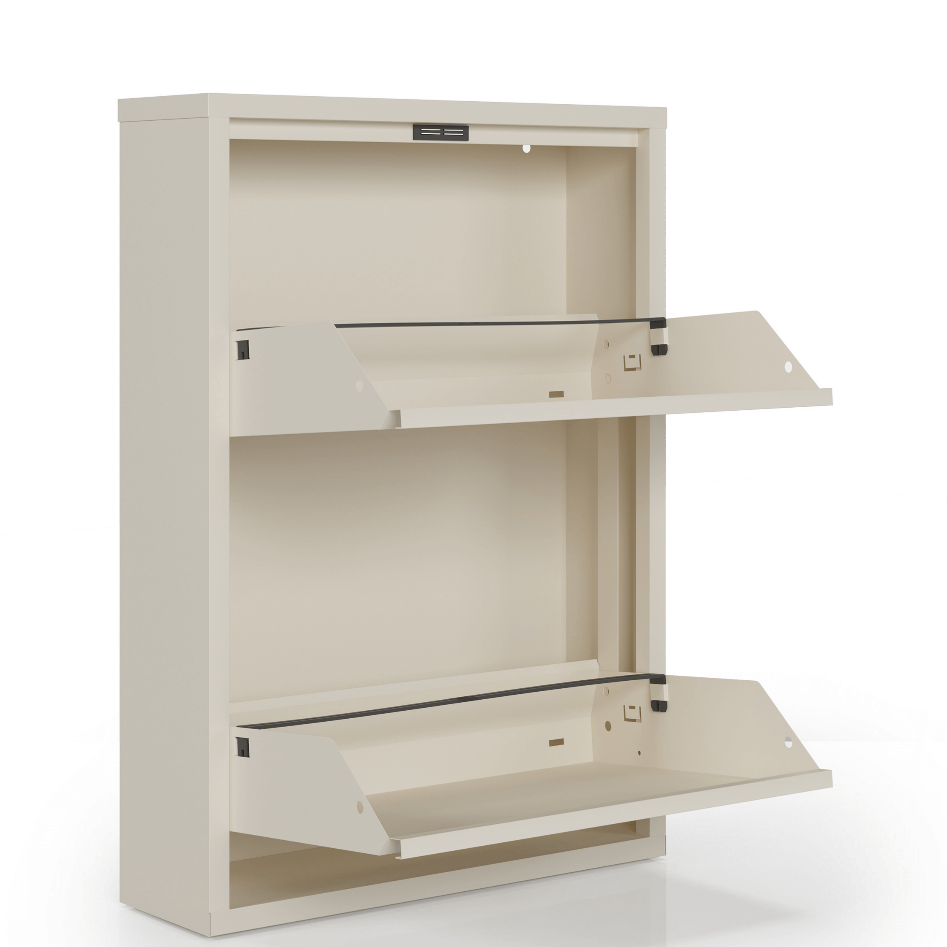 Schoenenkast Bodi 2-vaks Soft Beige met open kleppen