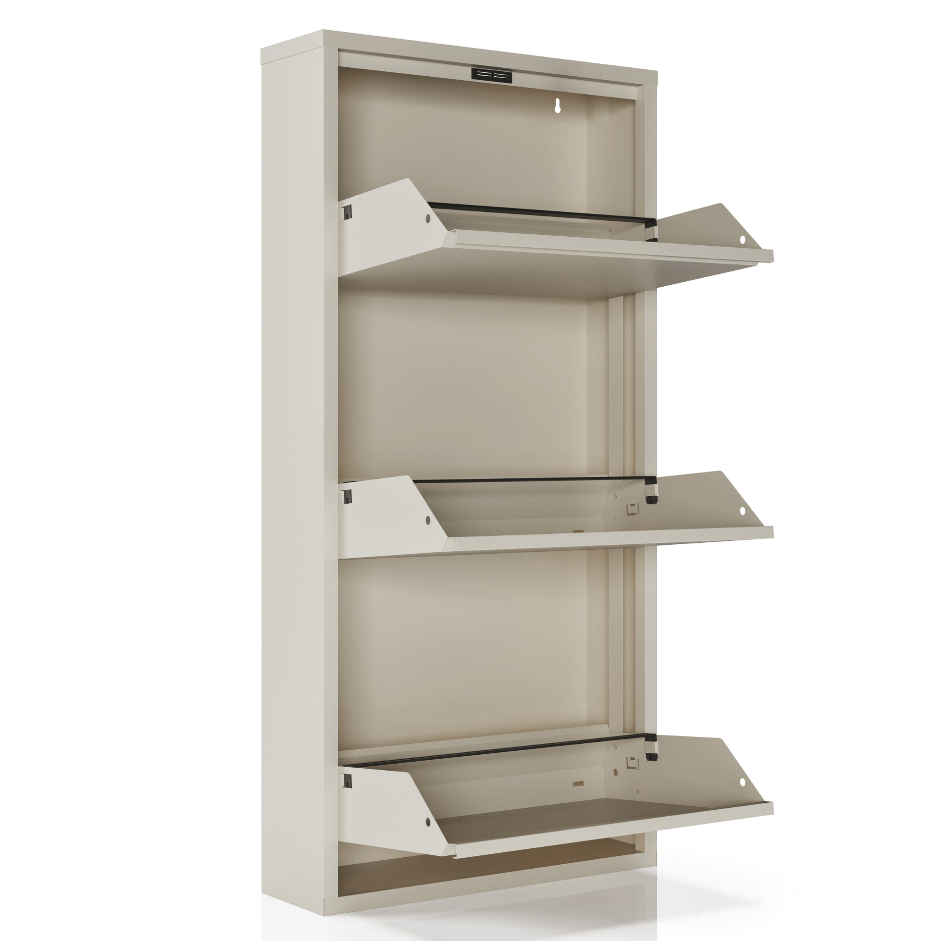 Schoenenkast Bodi 3-vaks Soft Beige met open kleppen