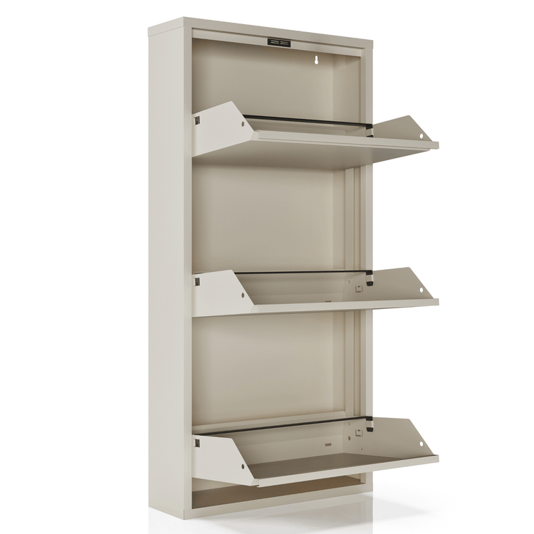 Schoenenkast Bodi 3-vaks Soft Beige met open kleppen