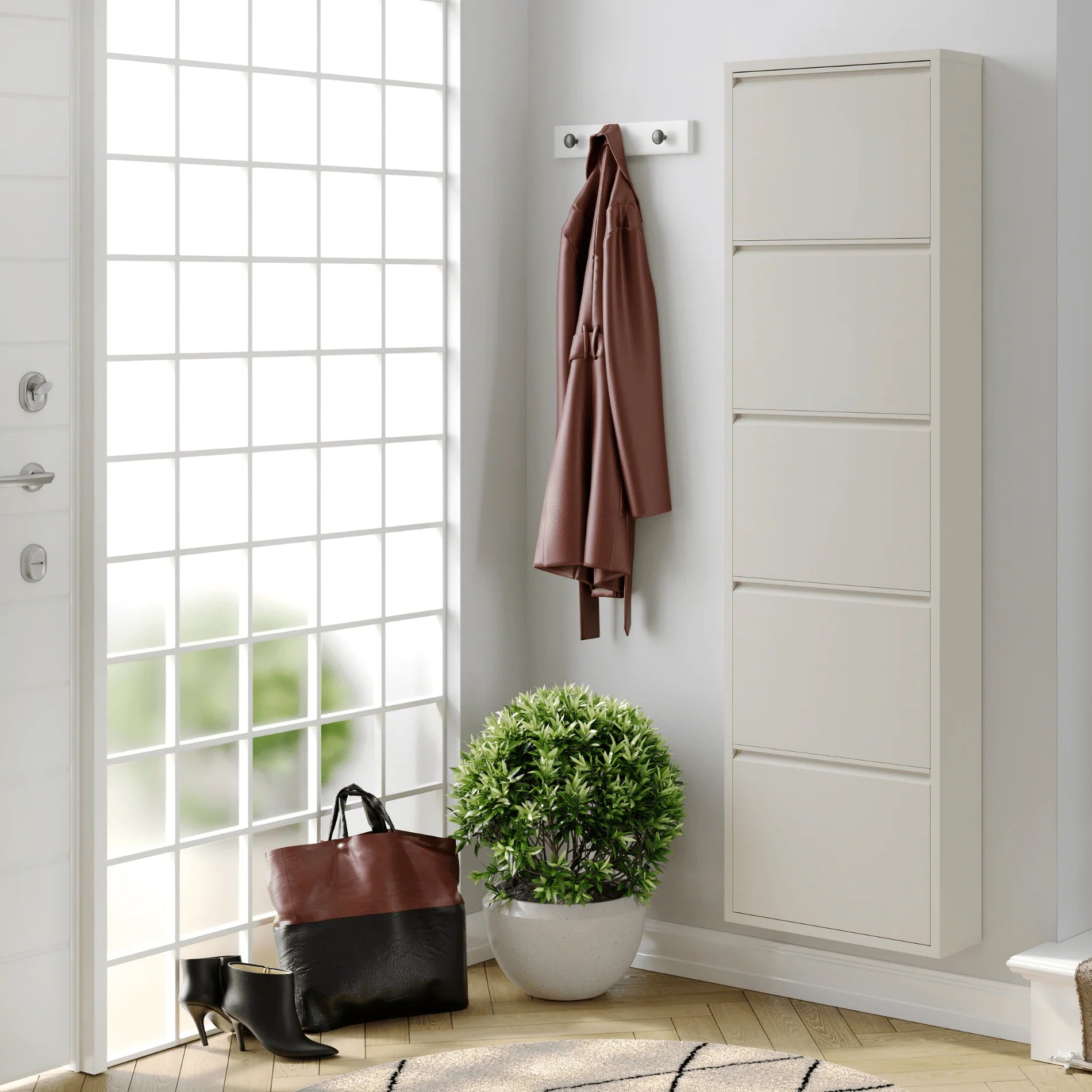 Bodi Soft Beige schoenenkast 5-vaks in hal