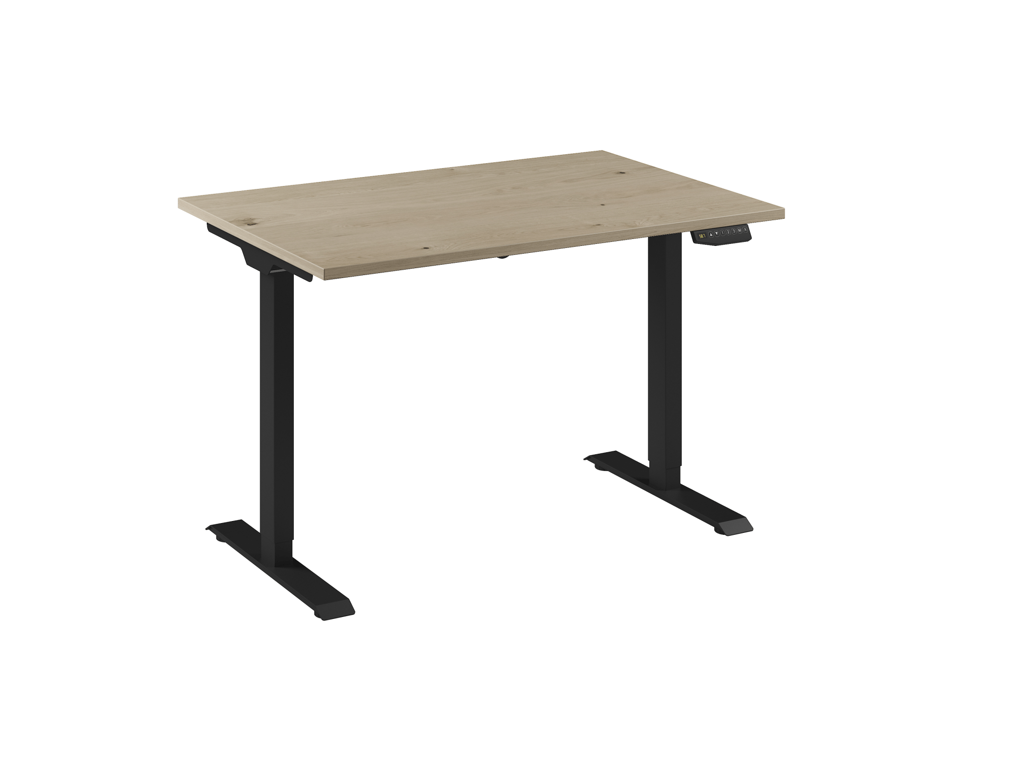 Bureau Adjust 1 Plus QA 120x80 met zwart frame en eiken wit blad van Ceha Europe
