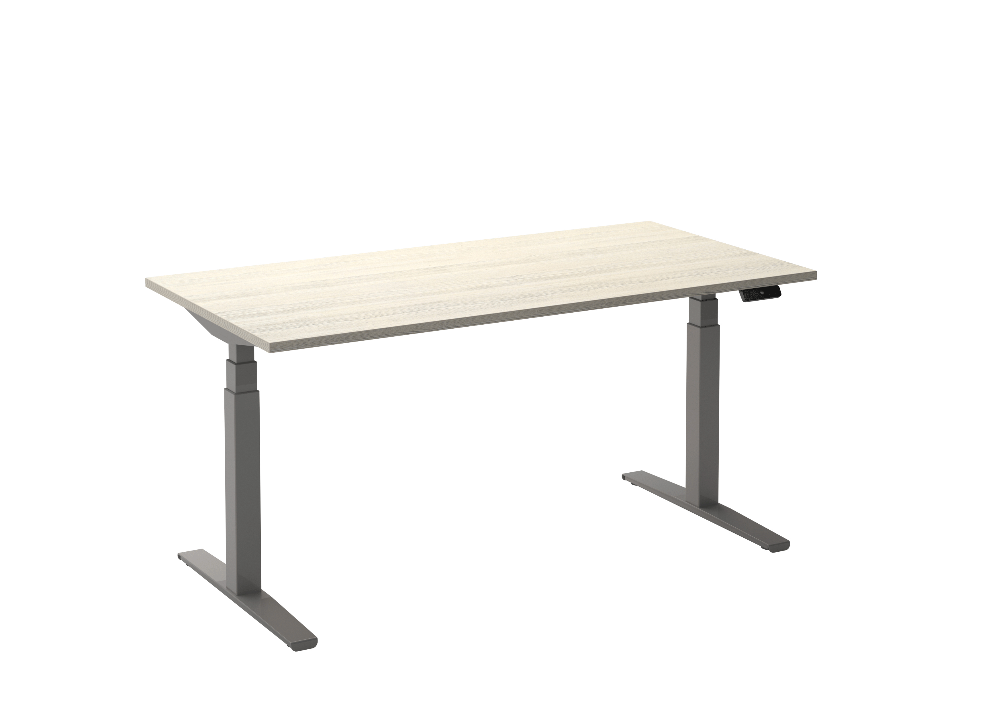 Verstelbaar zit sta bureau aluminium eiken wit 180x80 