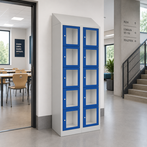 Locker CKT met acrylglas 2.10 grijs/blauw op school