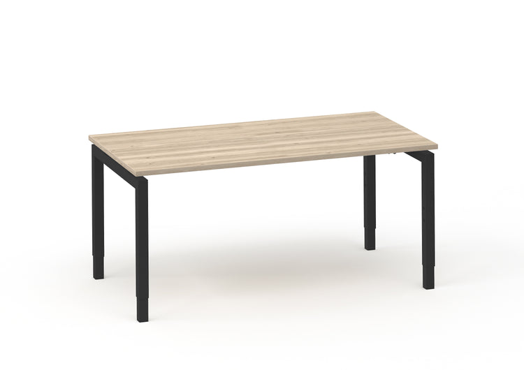 4-poots bureau met eiken wit blad van 200x100 cm en zwart onderstel van Ceha Europe