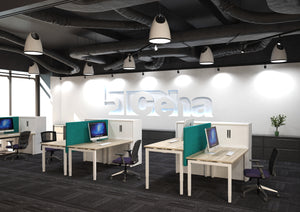 Easy 4 bureau van 200x100 cm met wit onderstel en eiken wit blad.