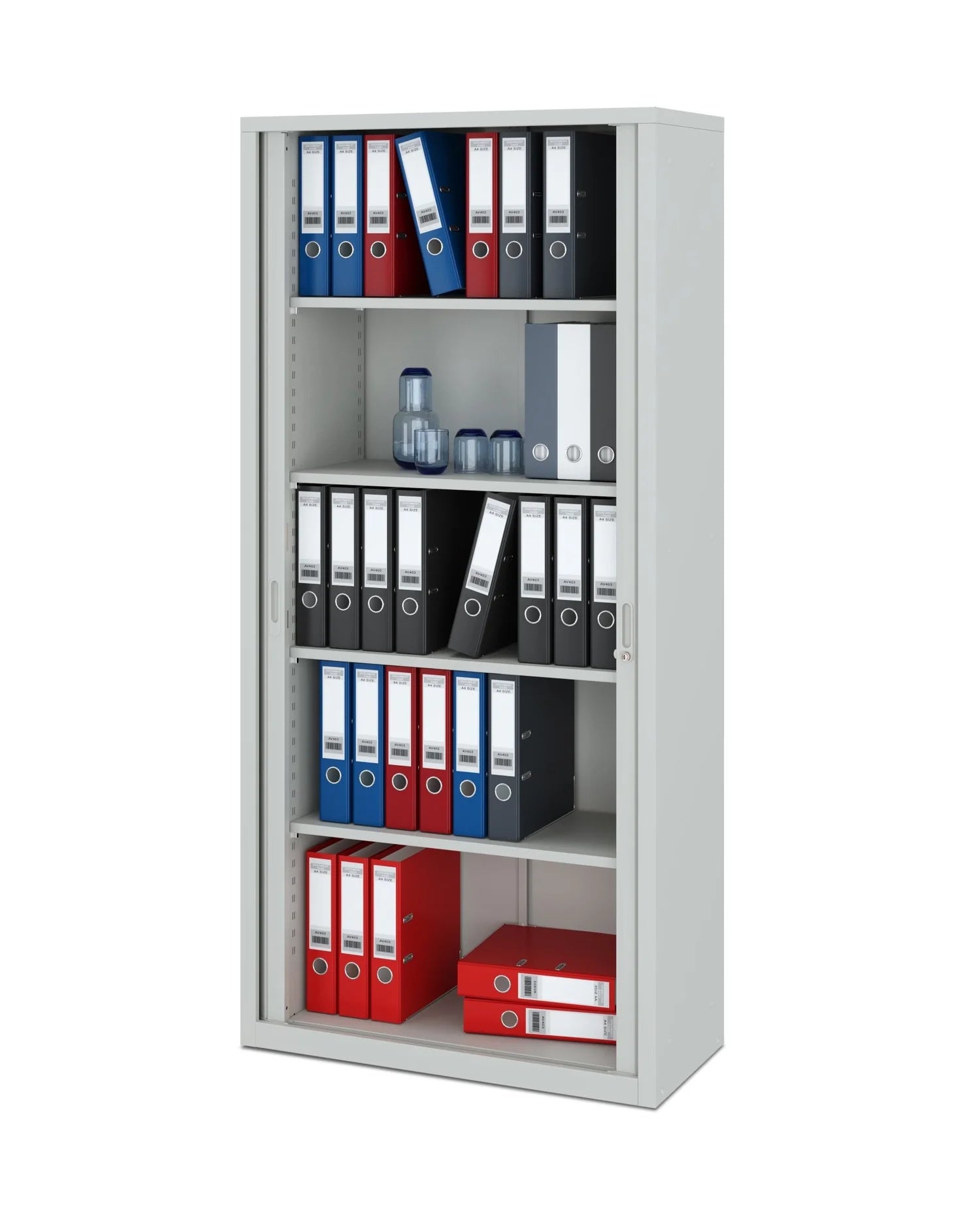 Grijze zelfbouw roldeurkast 195x100
