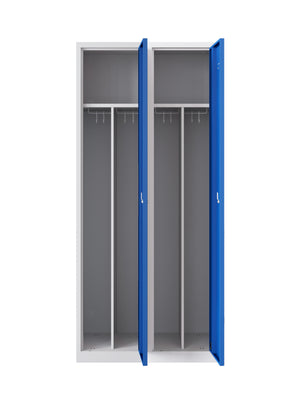 Garderobekast NHTD 180-2.2 grijs/blauw met open deuren