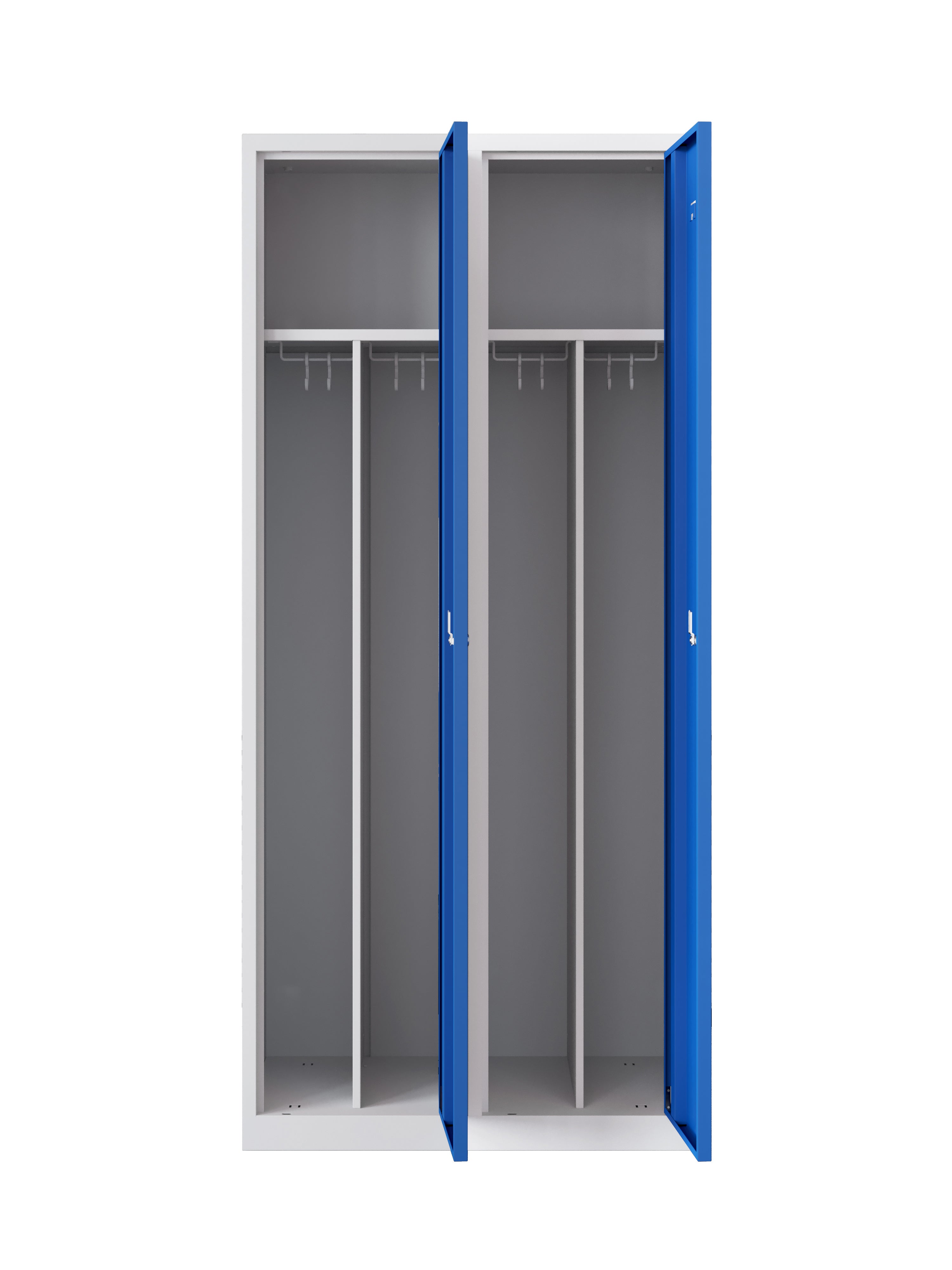Garderobekast NHTD 180-2.2 grijs/blauw met open deuren