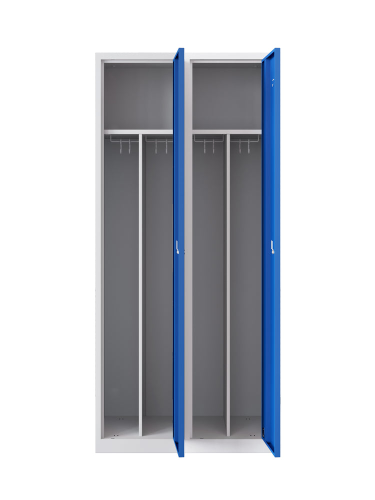 Garderobekast NHTD 180-2.2 grijs/blauw met open deuren