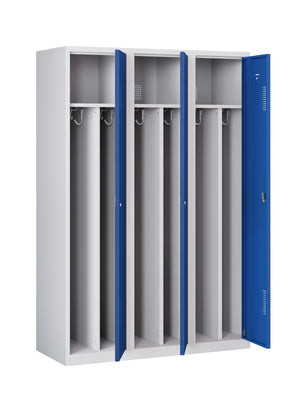 Garderobekast NHTD 180-3.3 grijs/blauw open deuren