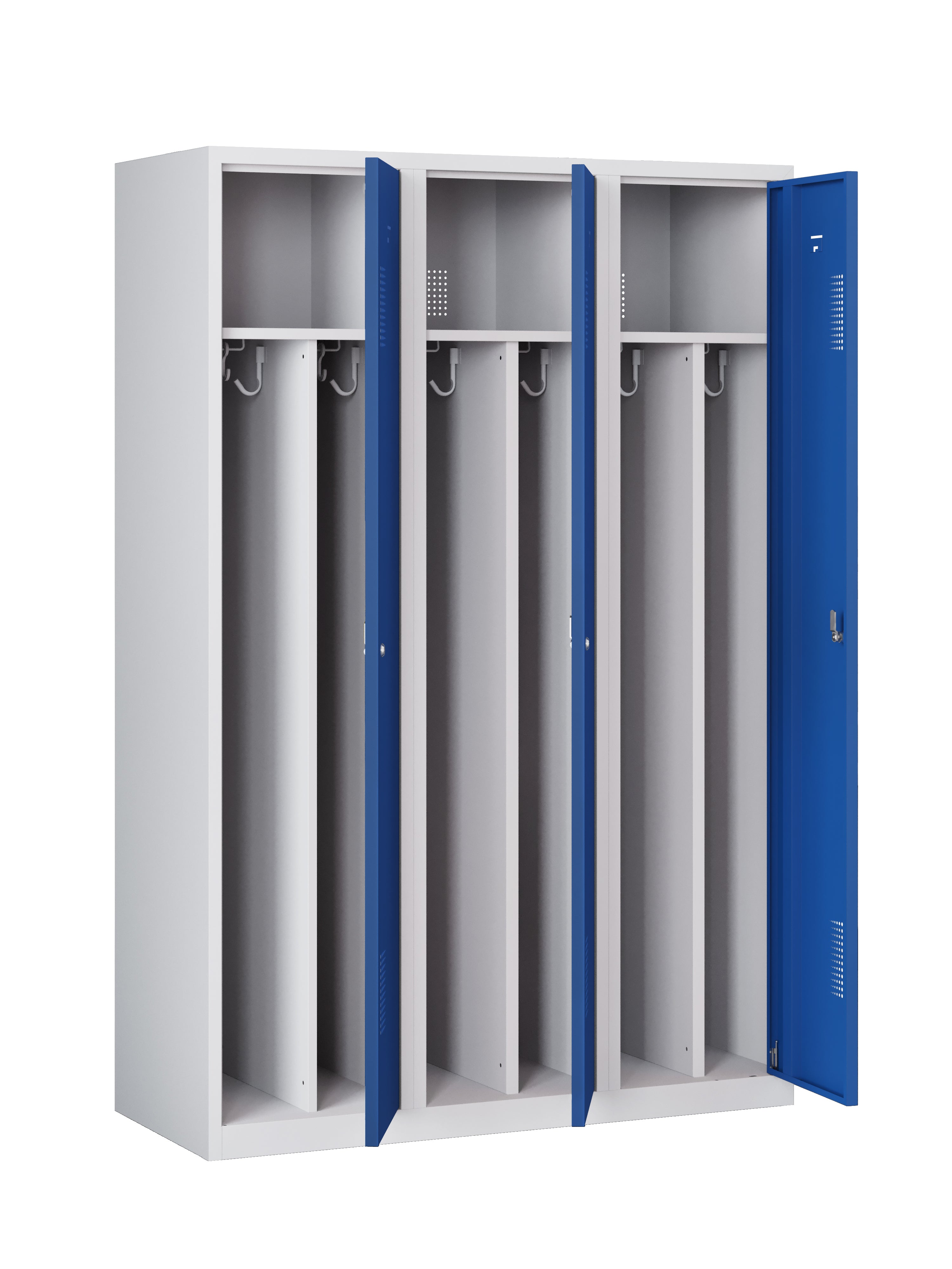 Garderobekast NHTD 180-3.3 grijs/blauw open deuren