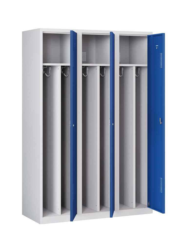 Garderobekast NHTD 180-3.3 grijs/blauw open deuren