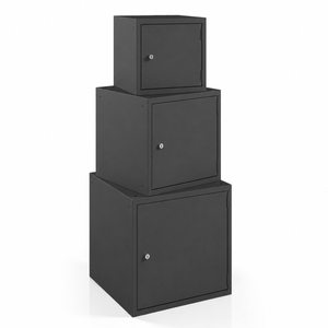 Opgestapelde antraciet cube lockers