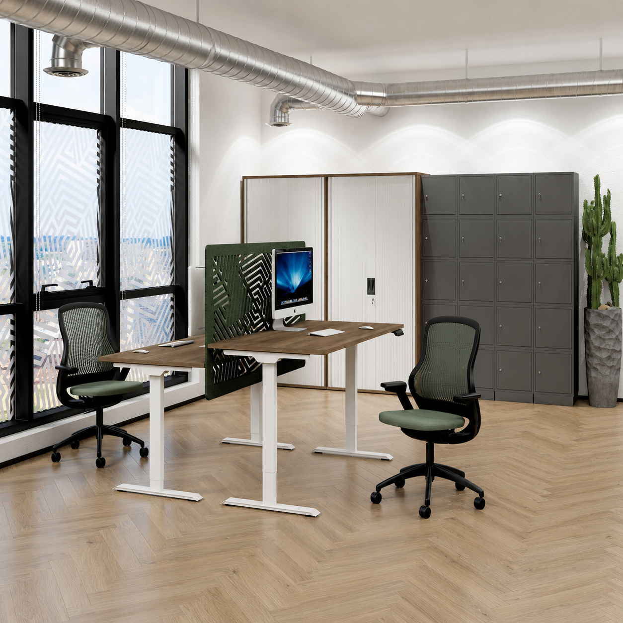 Cube lockerwand in werkplek