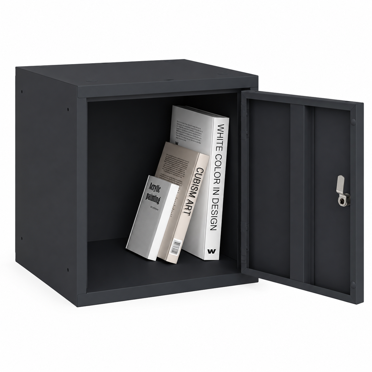 Cube locker OKK open met boeken 