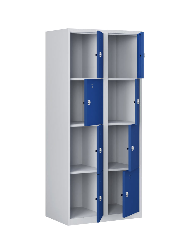 Locker PHT 180-2.8 grijs/blauw met open deuren