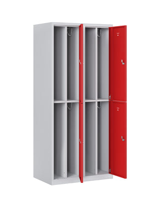 Garderobekast PHTD 180-2.4 grijs/rood met open deuren