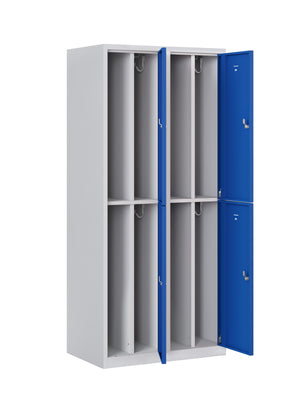 Garderobekast PHTD 180-2.4 grijs/blauw met open deuren
