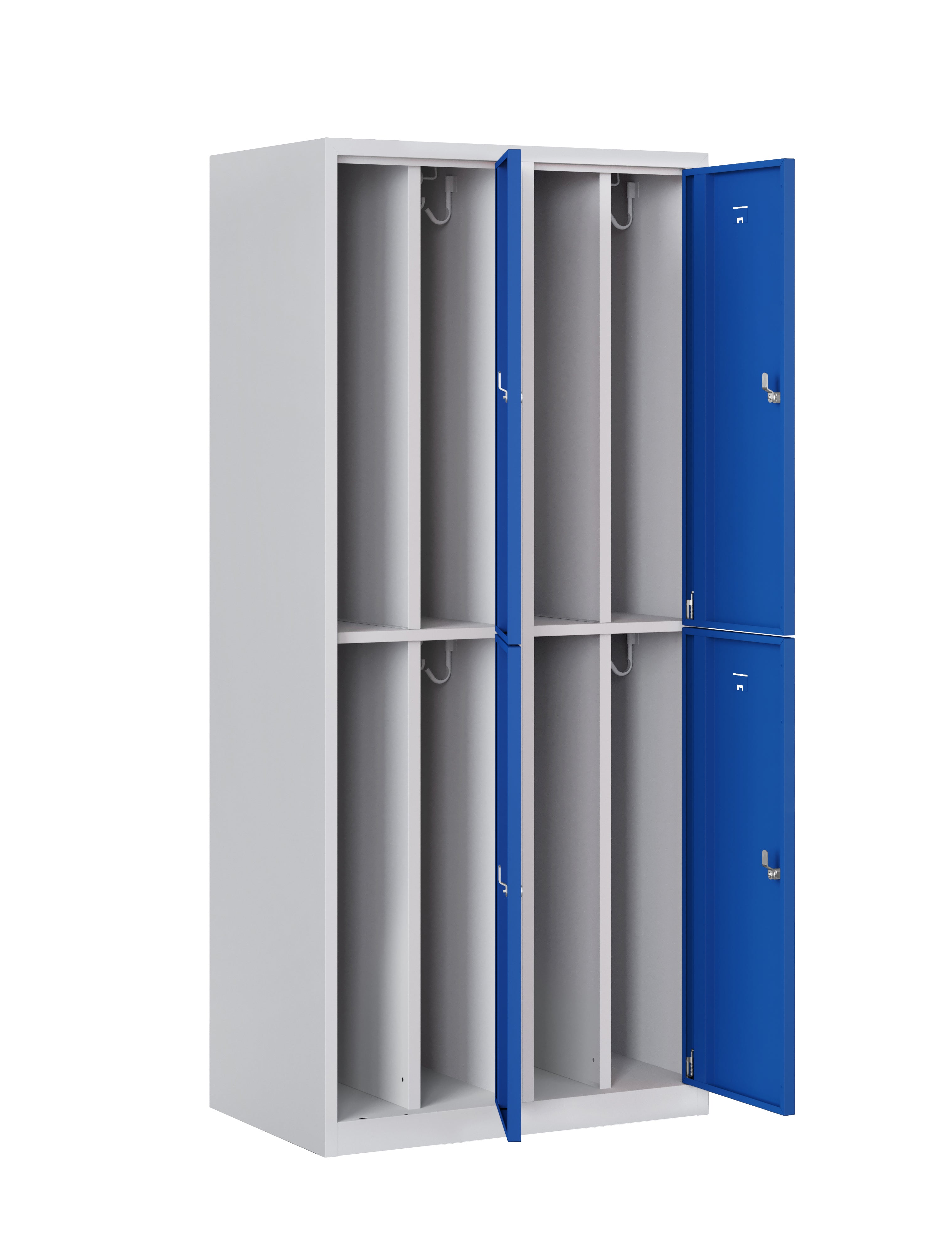 Garderobekast PHTD 180-2.4 grijs/blauw met open deuren
