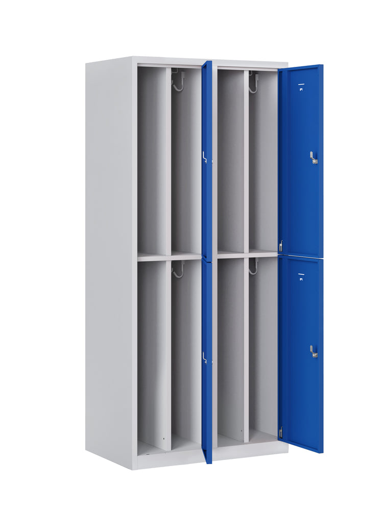 Garderobekast PHTD 180-2.4 grijs/blauw met open deuren