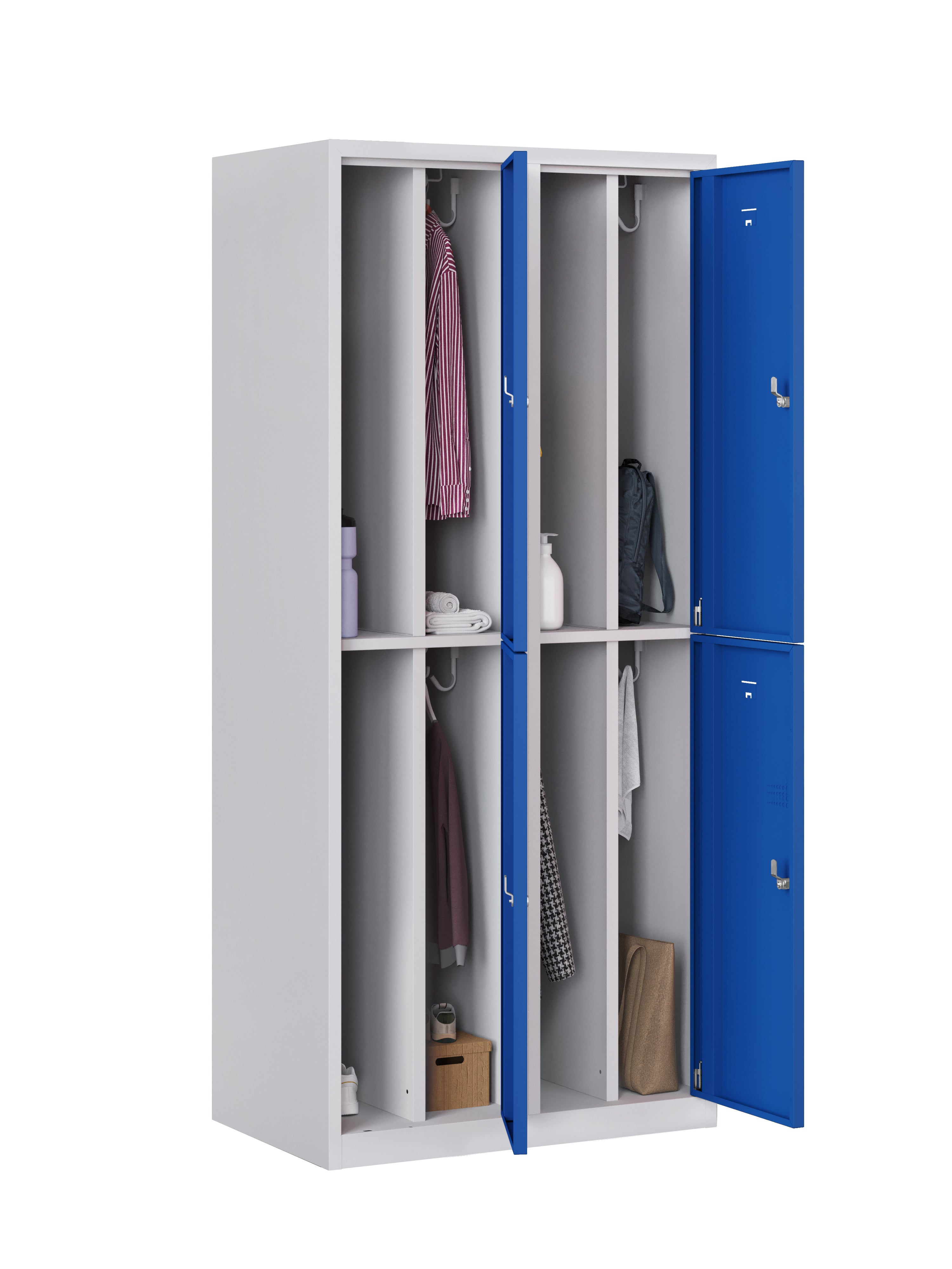 Blauw/grijze PHTD garderobekast met 8 deuren