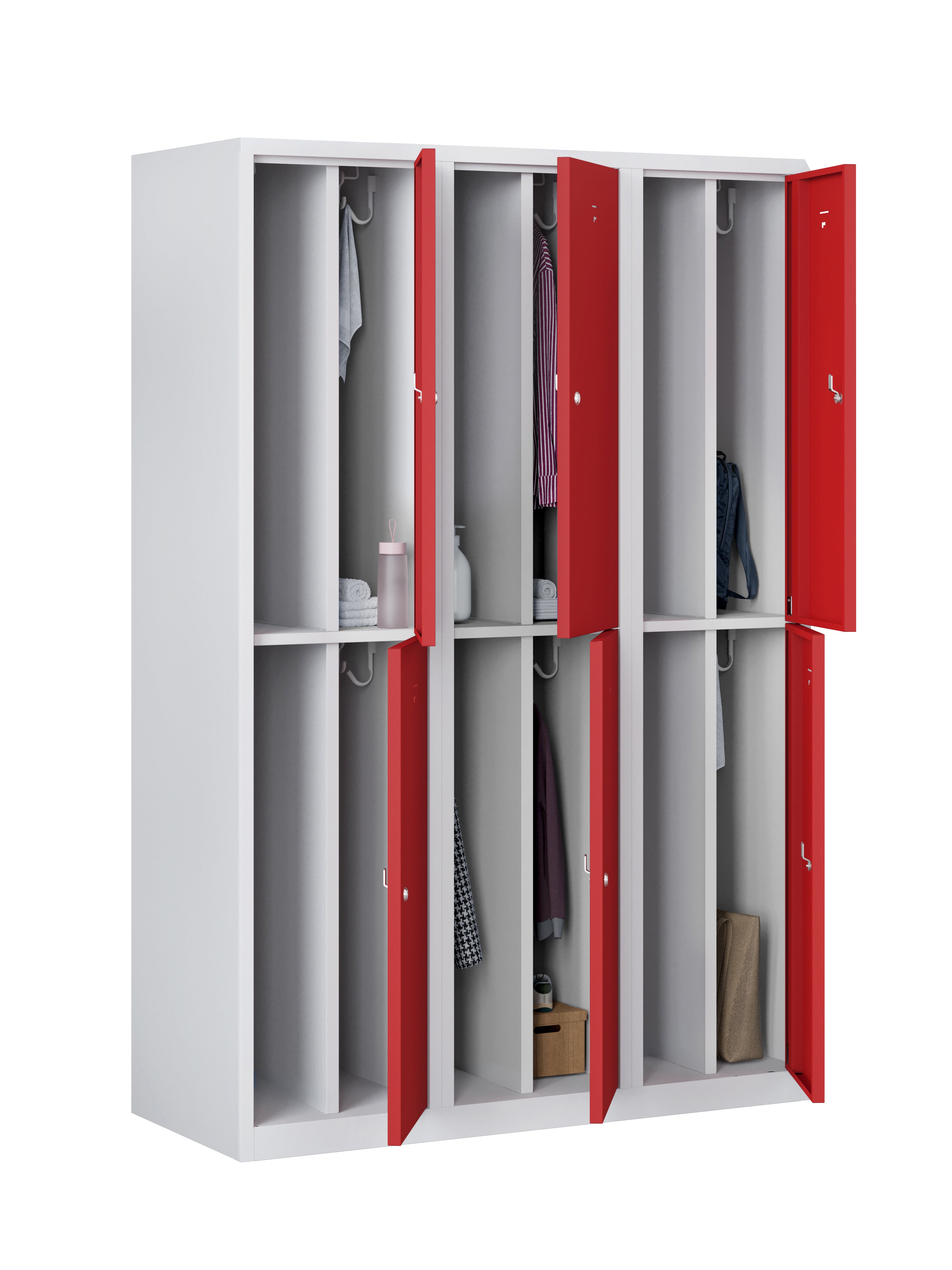 Garderobekast PHTD 180-3.6 grijs/rood 
