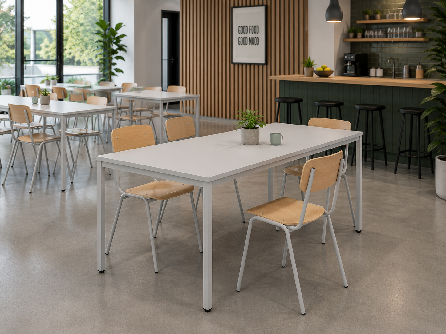 Kantinetafel PM wit 160x80 cm in moderne kantine