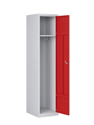 Garderobekast RHT 180-1.1 grijs/rood open deur