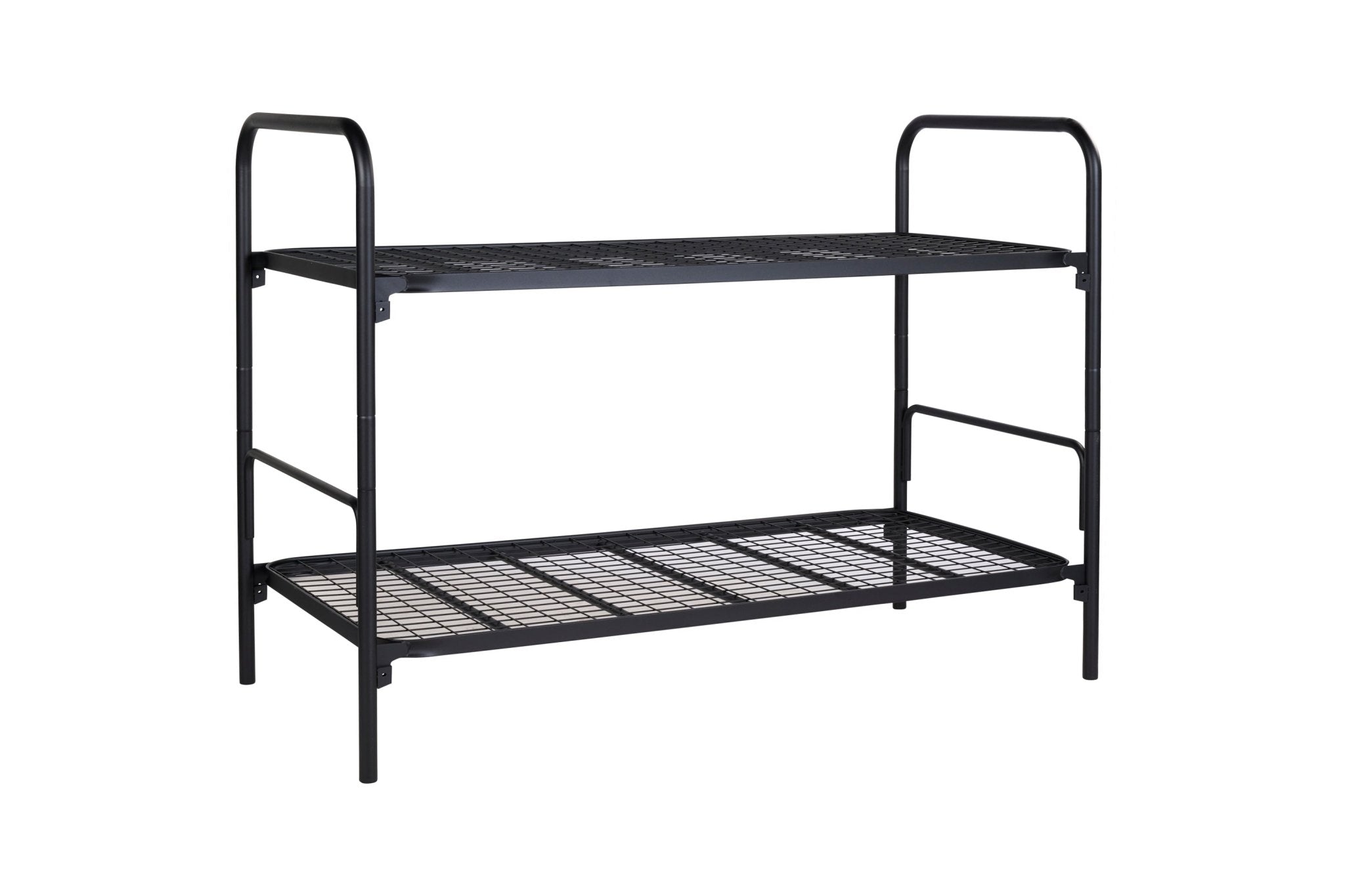 Zwart stapelbed met 2 losse bedden