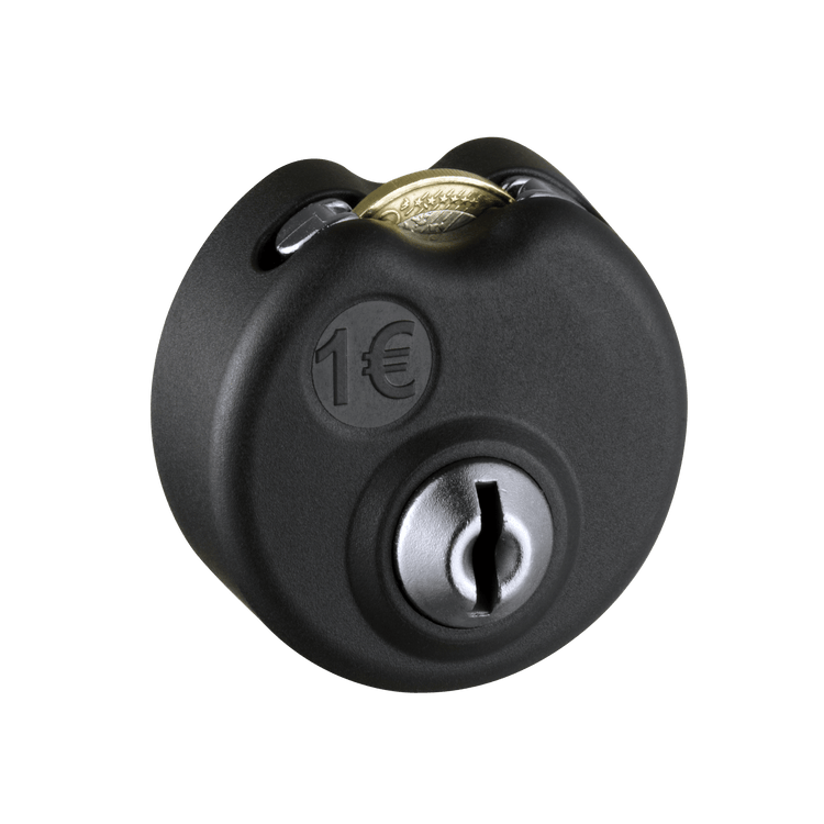 Zwart €1 pandmuntslot 1606 van W&F Locks