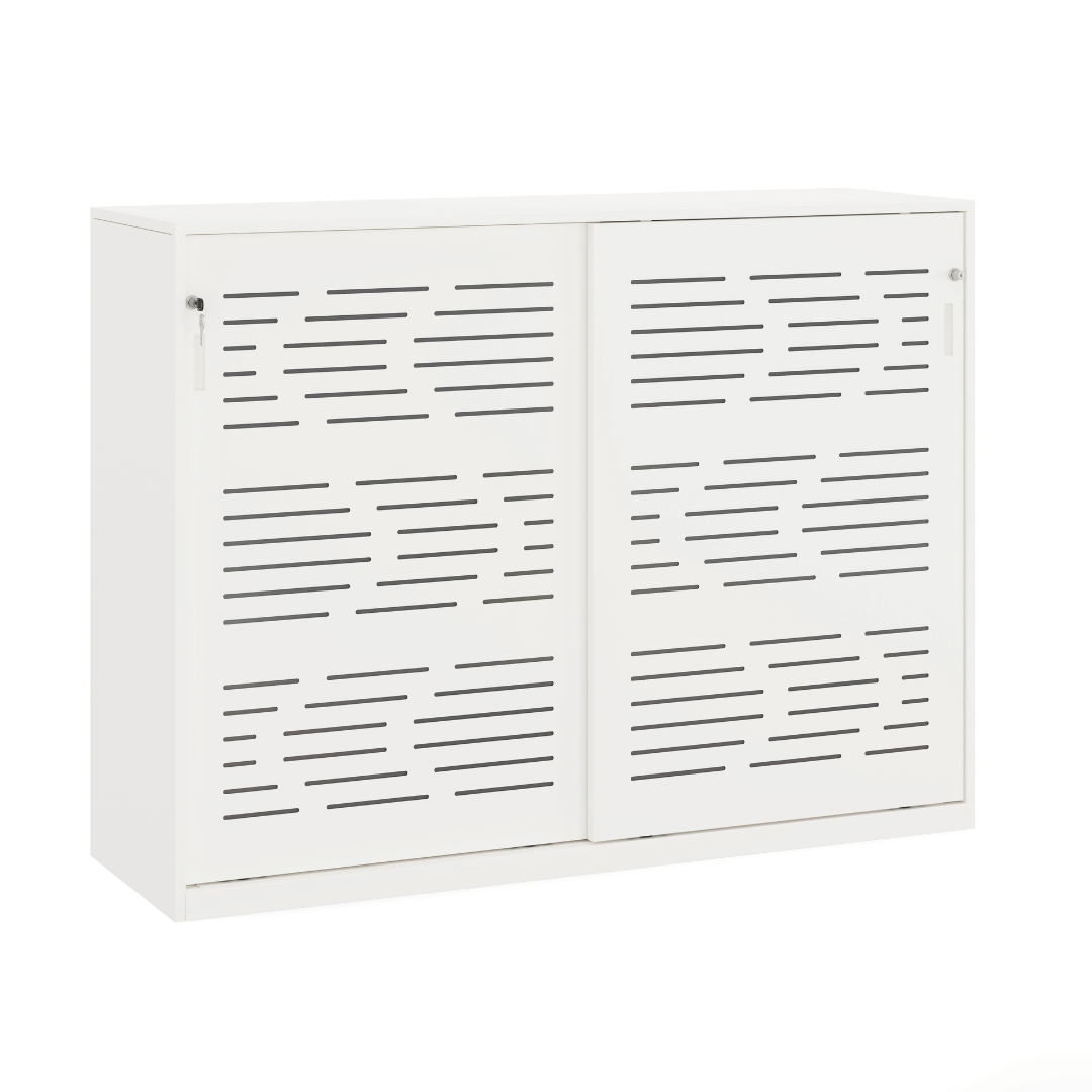 Akoestische schuifdeurkast wit RAL9010