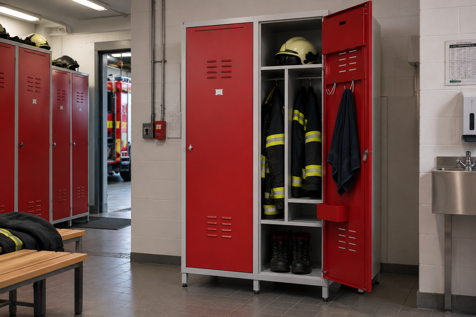 Brandweer garderobekast in kleedruimte