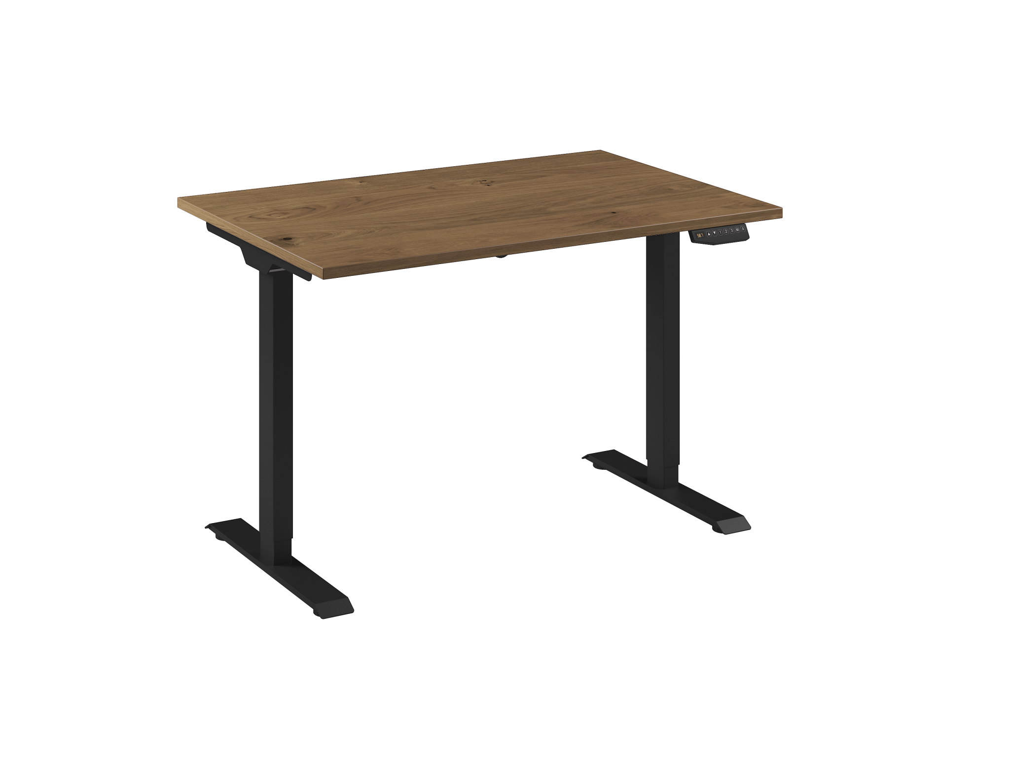 Stijlvol elektrisch sta-zit bureau van Ceha Europe uitgevoerd in zwart/eiken tabak