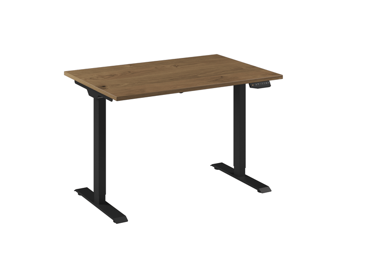 Stijlvol elektrisch sta-zit bureau van Ceha Europe uitgevoerd in zwart/eiken tabak