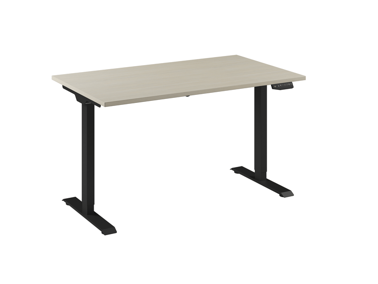 In hoogte verstelbaar bureau van Ceha Europe met lichte blad kleur en zwart frame 