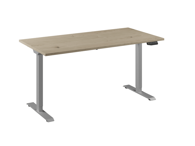 In hoogte verstelbaar bureau adjust 1 plus aluminium/eiken wit