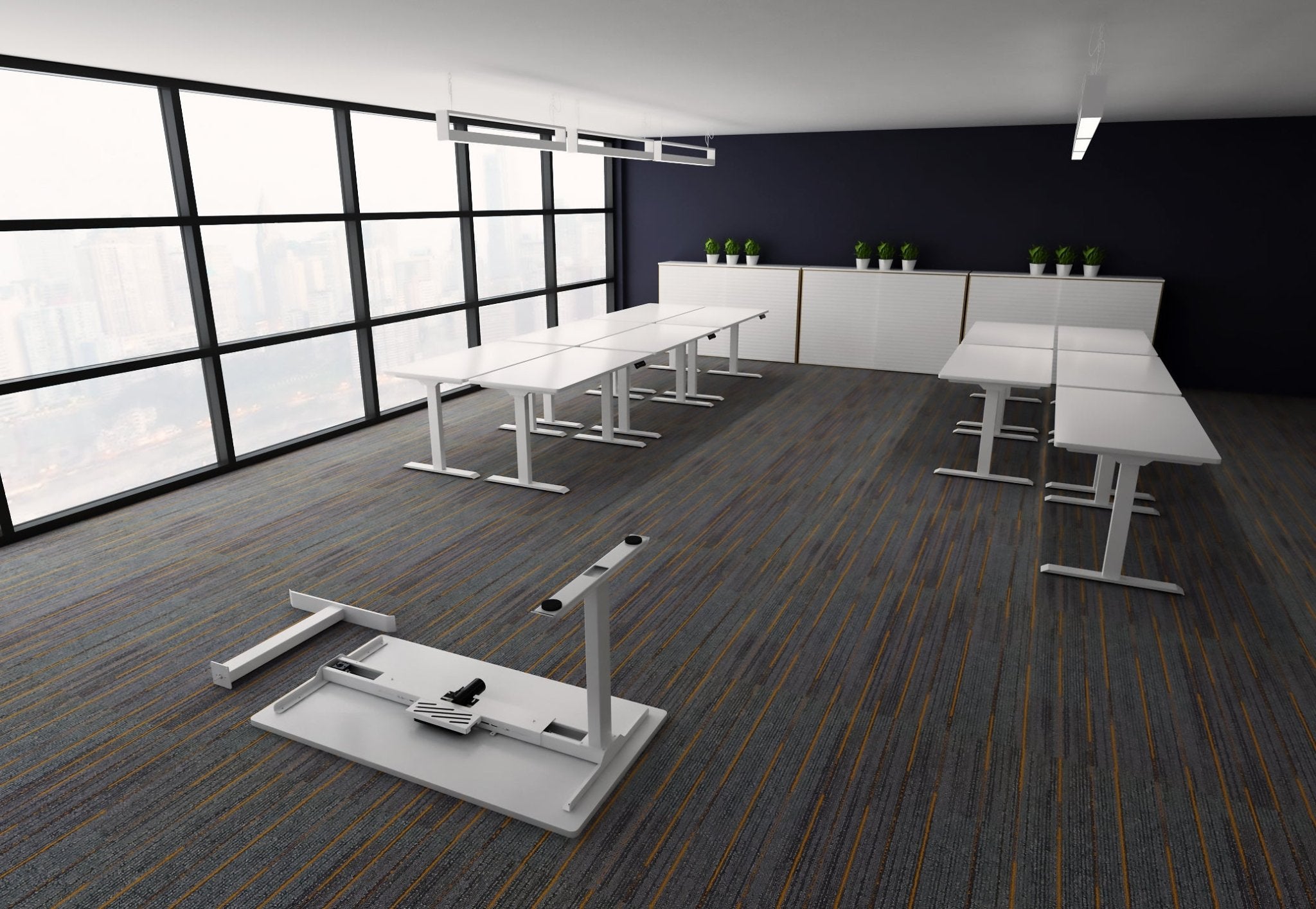 Sfeerafbeelding van meerdere Adjust 1 Plus bureaus 