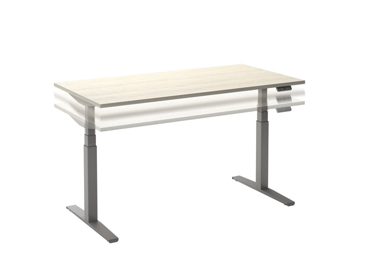 In hoogte verstelbaar bureau aluminium eiken wit