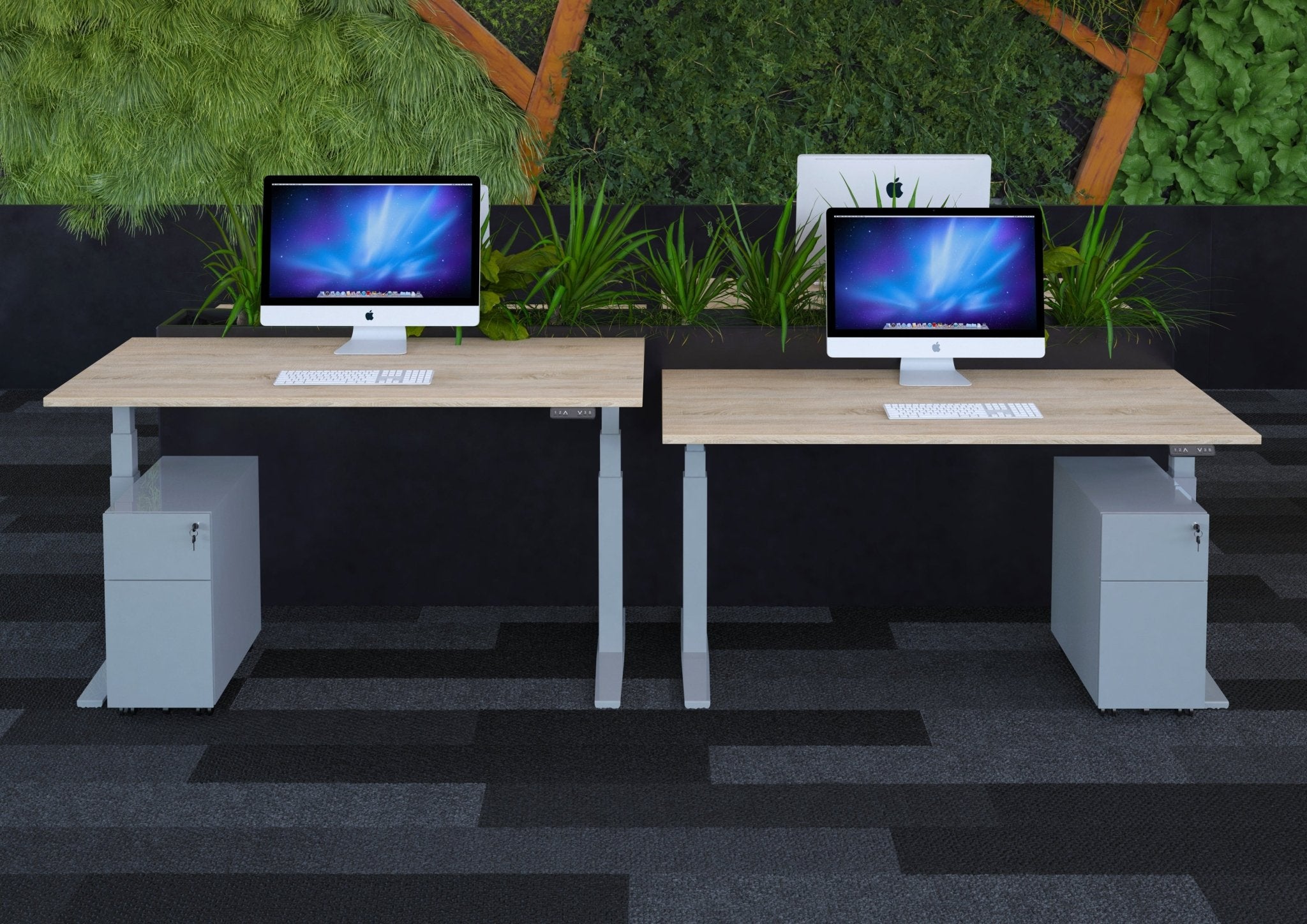 Bureau aluminium eiken wit voor ergonomisch werken