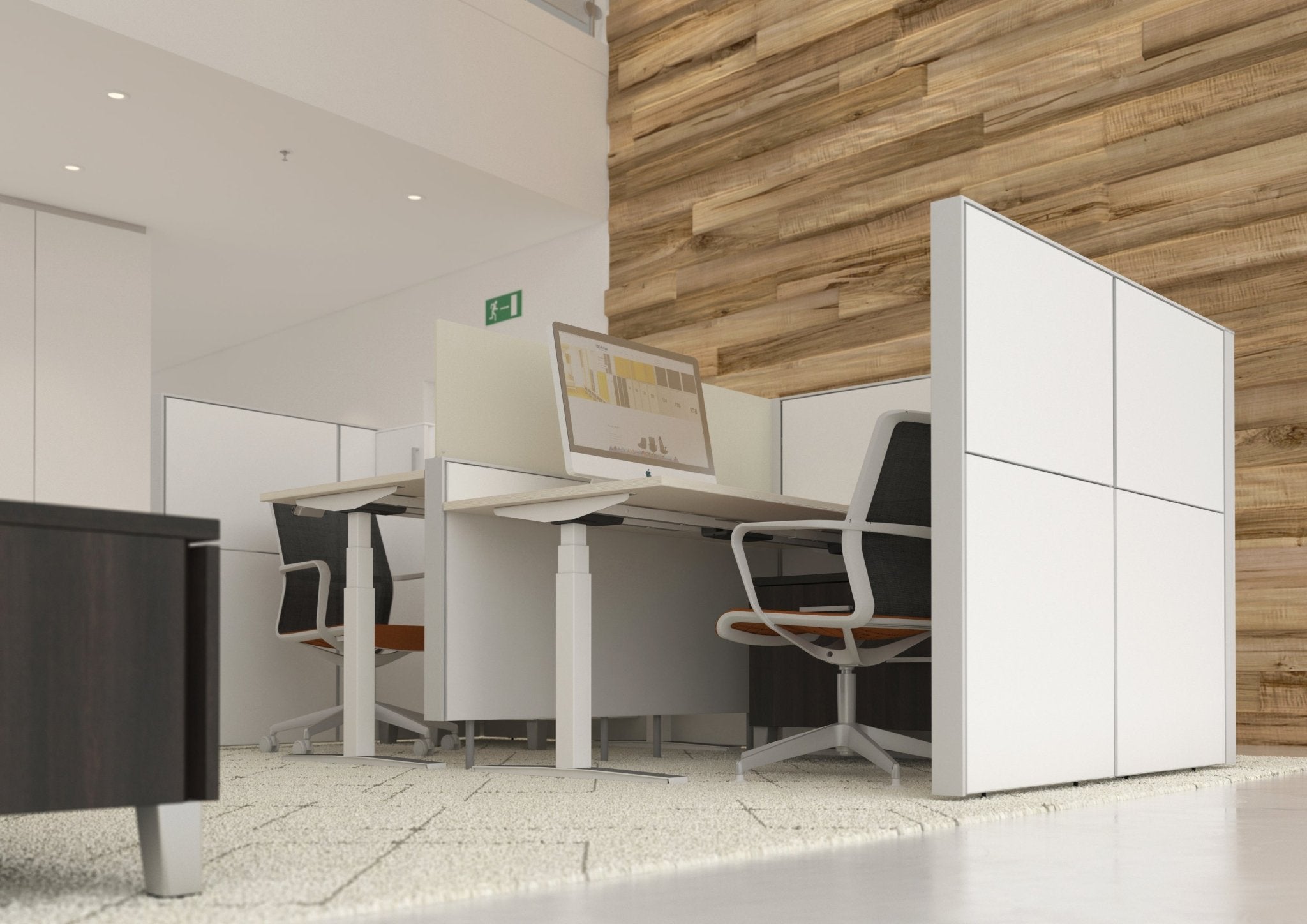 Ergonomische werkplek met wit eiken wit bureau