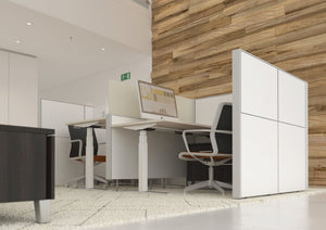 Ergonomische werkplek met wit eiken wit bureau