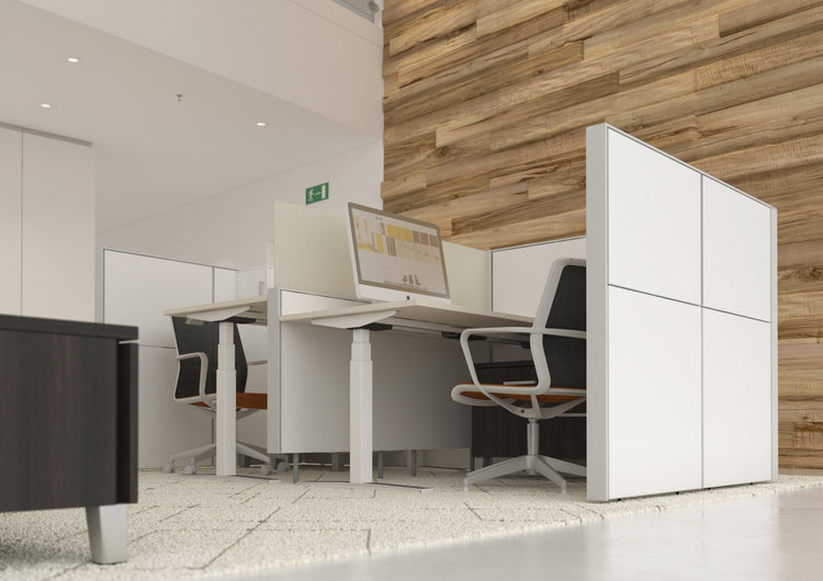 Ergonomische werkplek met wit eiken wit bureau