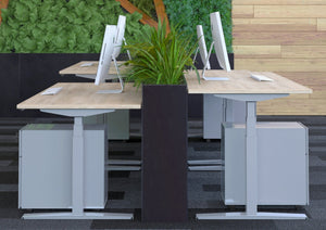 Moderne werkplek met aluminium eiken wit bureau 180x80