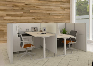 Bureau Adjust 2 Plus eiken blad wit onderstel voor kantoor