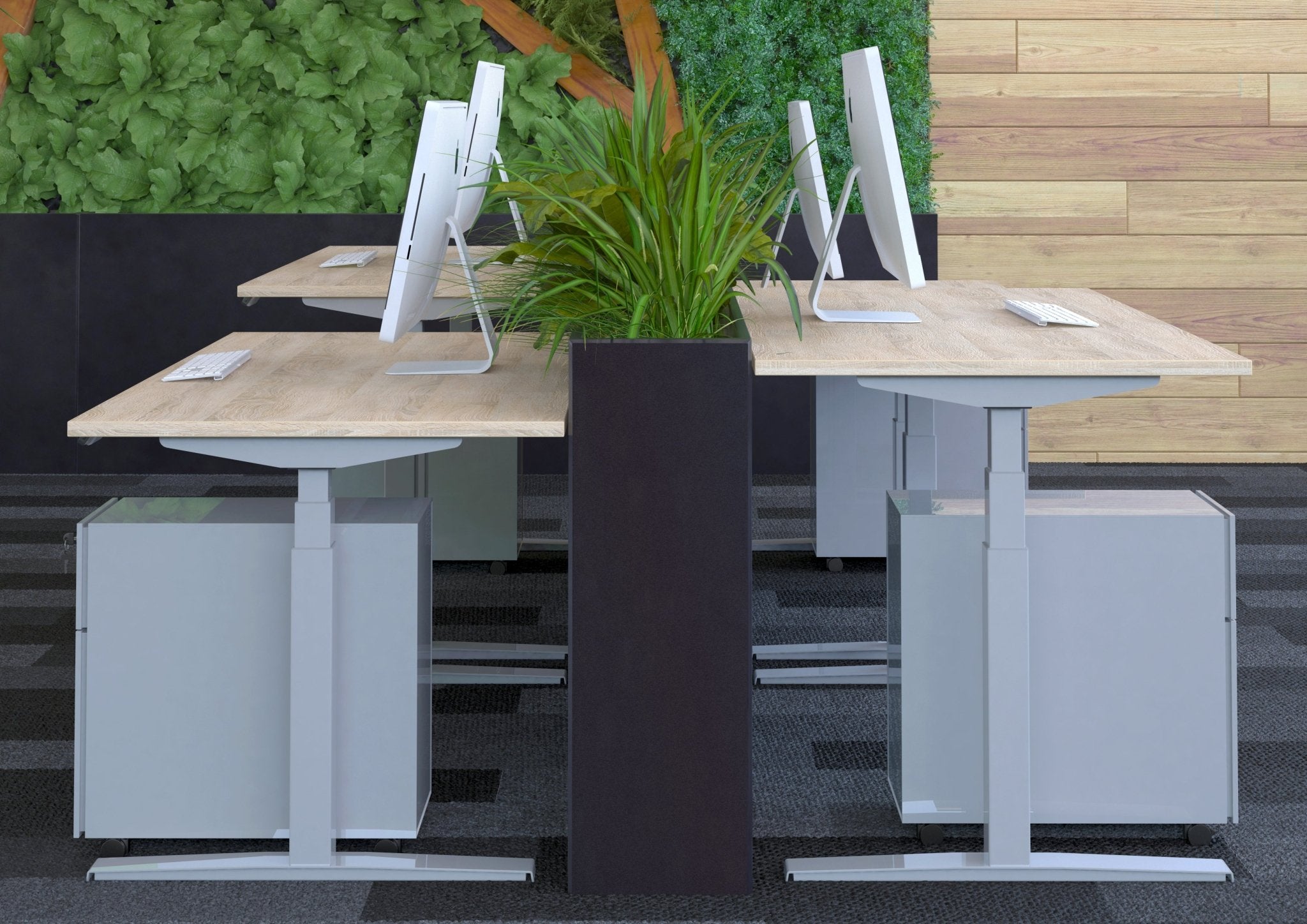 Bureau Adjust 2 Plus QA eiken wit elektrisch verstelbaar