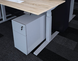 Modern bureau eiken wit werkblad met aluminium onderstel