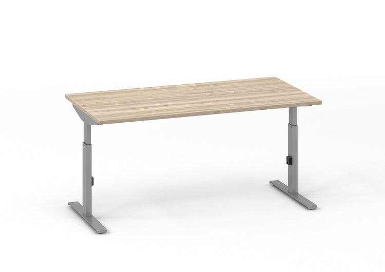 Click-T bureau met wit eiken blad en aluminium onderstel