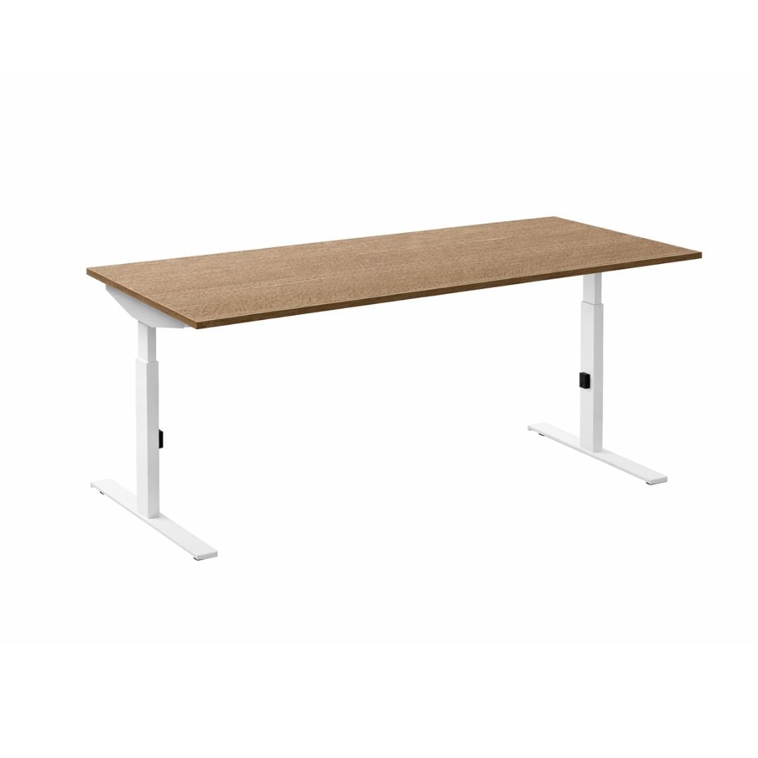 Click-t bureau 200x80 cm eiken tabak blad en witte poten